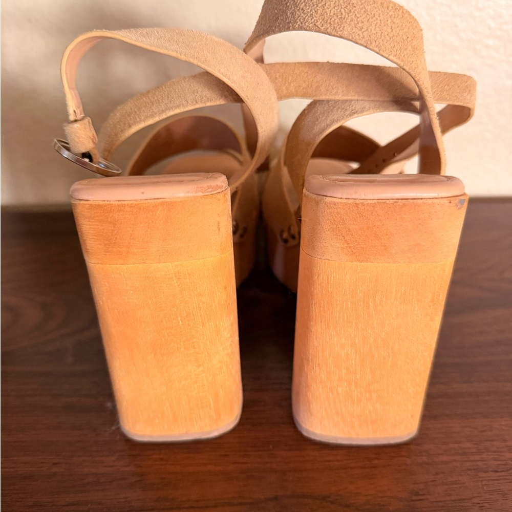 Schutz Women’s Suede Platform Sandals in Tan - Picture 4 of 5